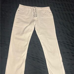 Stylish White Lace-Up Pants by Bebe